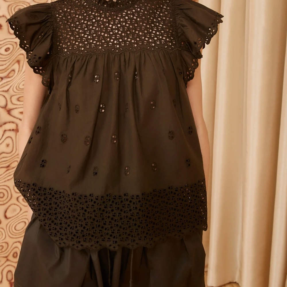 Ulla Johnson Kassi Eyelet Blouse Military